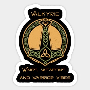 Valkyrie, wings weapons and warrior vibes Sticker